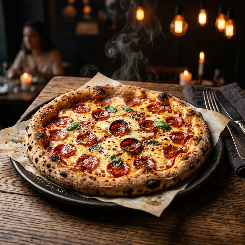 Handcrafted pizza at Pizzeria ATA Roma